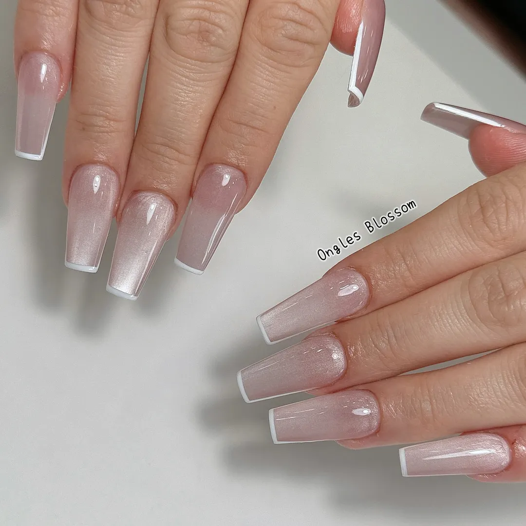 Sunset pastel nail art by Ongles Blossom